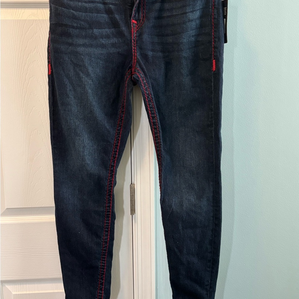 True Religion Dark Blue Jeans with Red Stitching